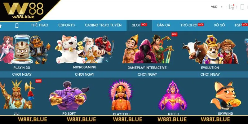 Điểm tên các nhà cung cấp có mặt tại nổ hũ W88